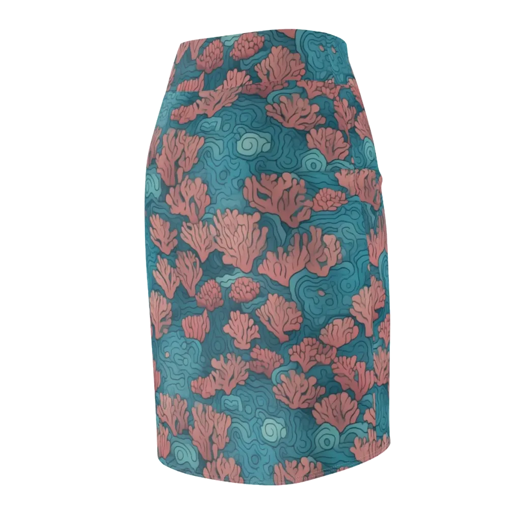 Pink Reef on Pencil Skirt — Back Side