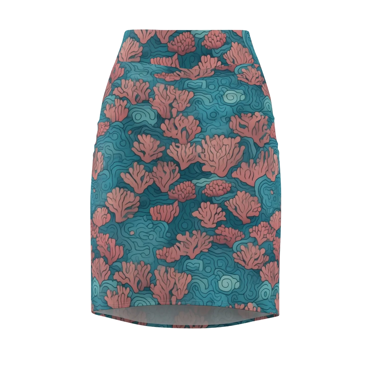 Pink Reef on Pencil Skirt — Front