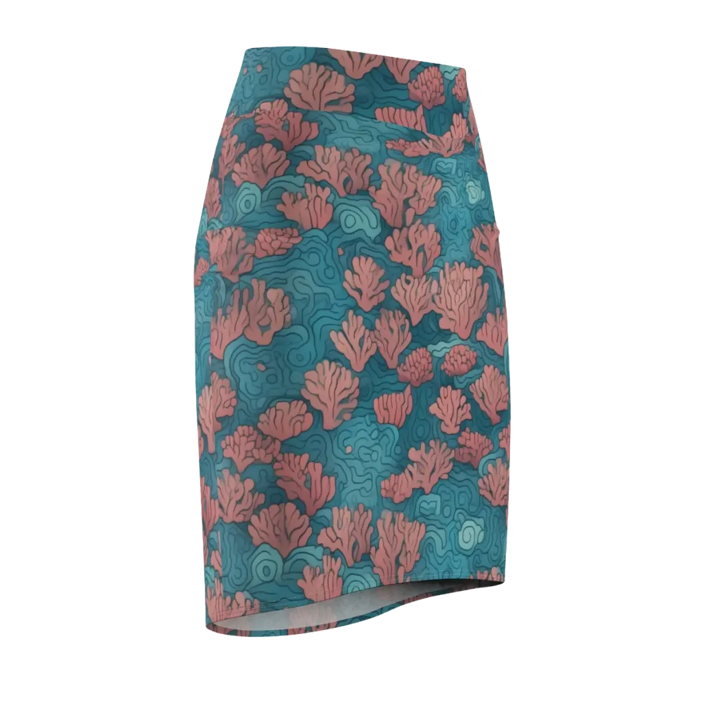 Pink Reef on Pencil Skirt — Front Side