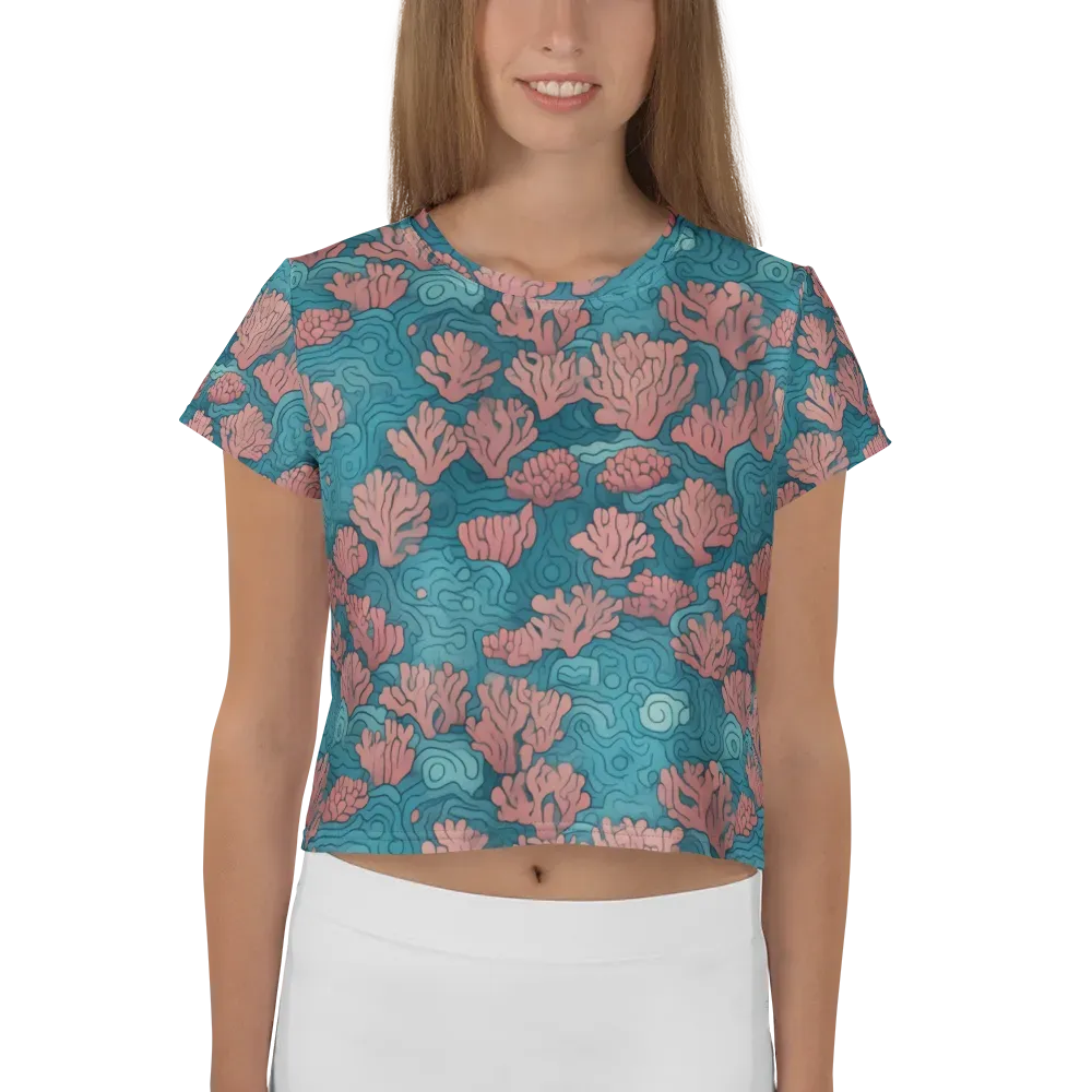 Pink Reef on Crop Tee — Front