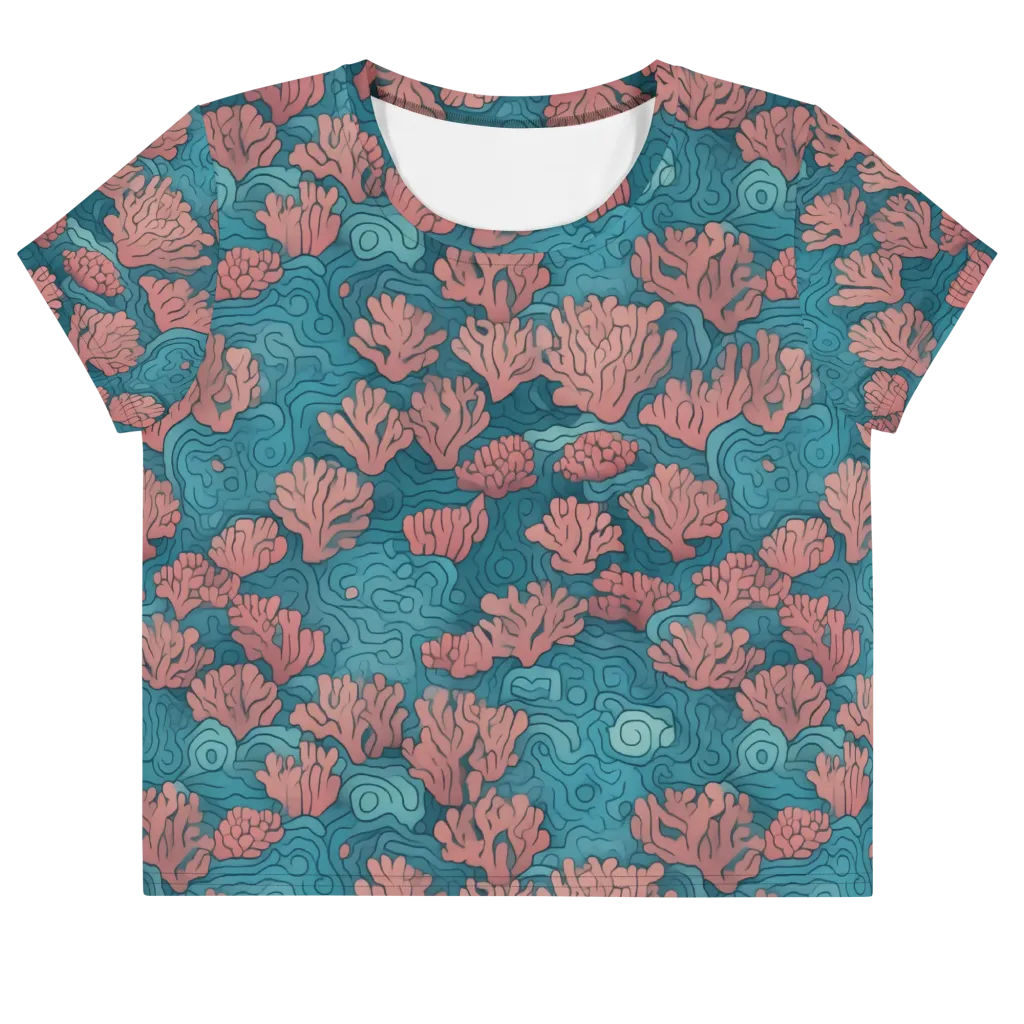 Pink Reef on Crop Tee — Front