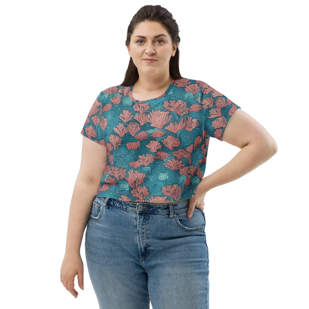 Pink Reef on Crop Tee — Front