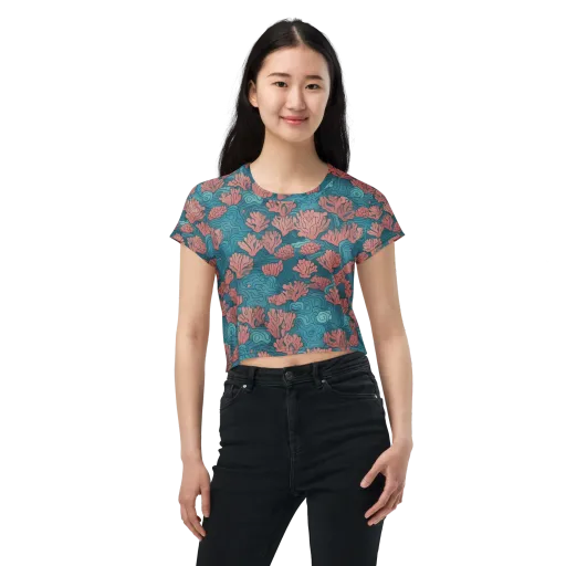 Pink Reef on a Crop Tee