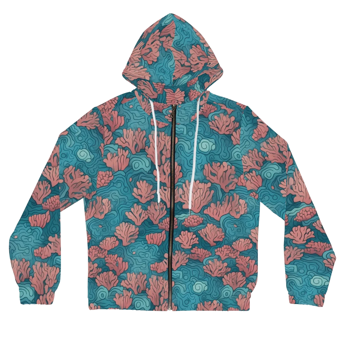 Pink Reef on Women's Full-Zip Hoodie — Front