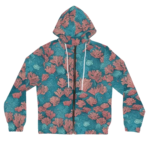 Pink Reef on a Women's Full-Zip Hoodie