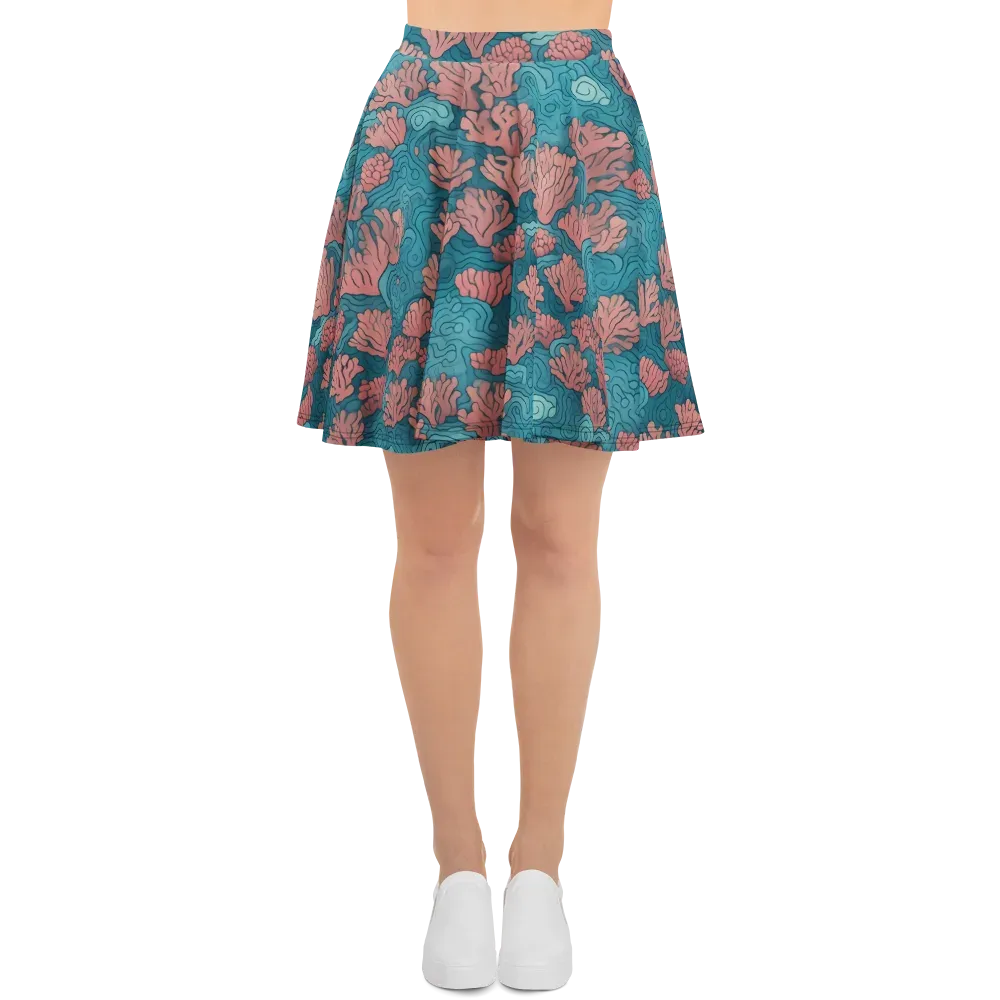 Pink Reef on Skater Skirt — Front
