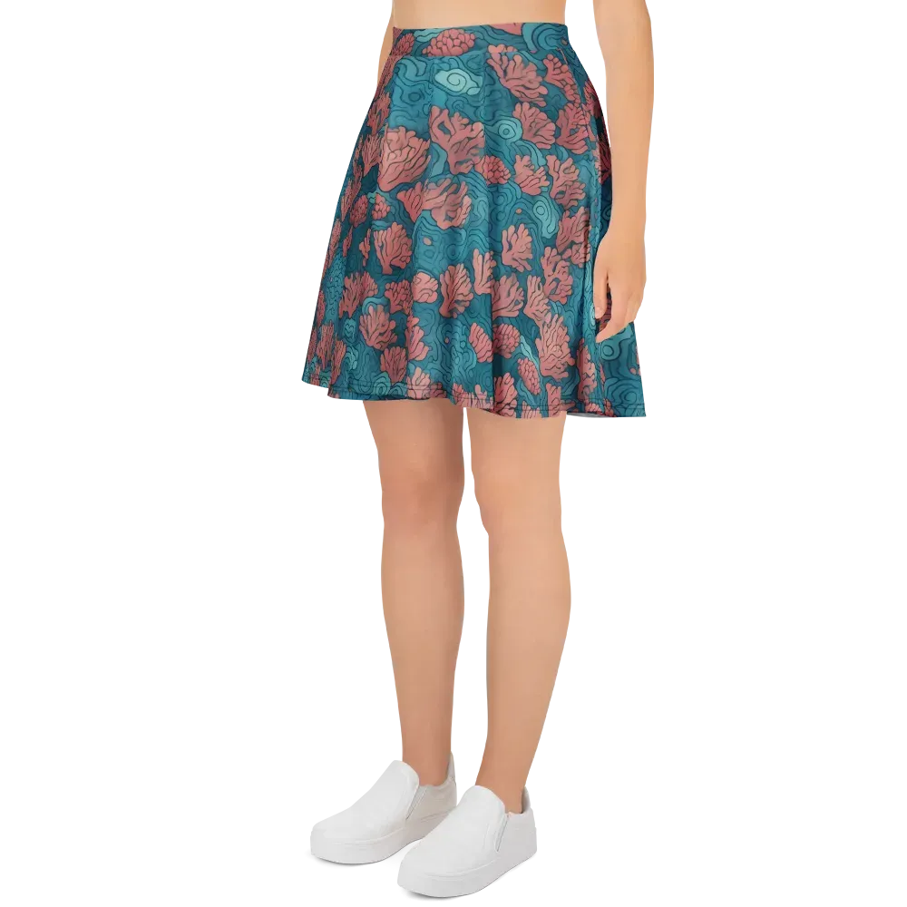 Pink Reef on Skater Skirt — Left
