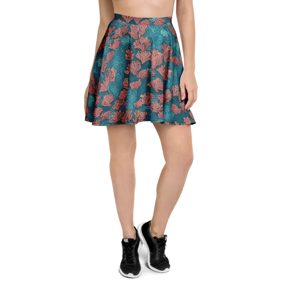 Pink Reef on Skater Skirt — Front