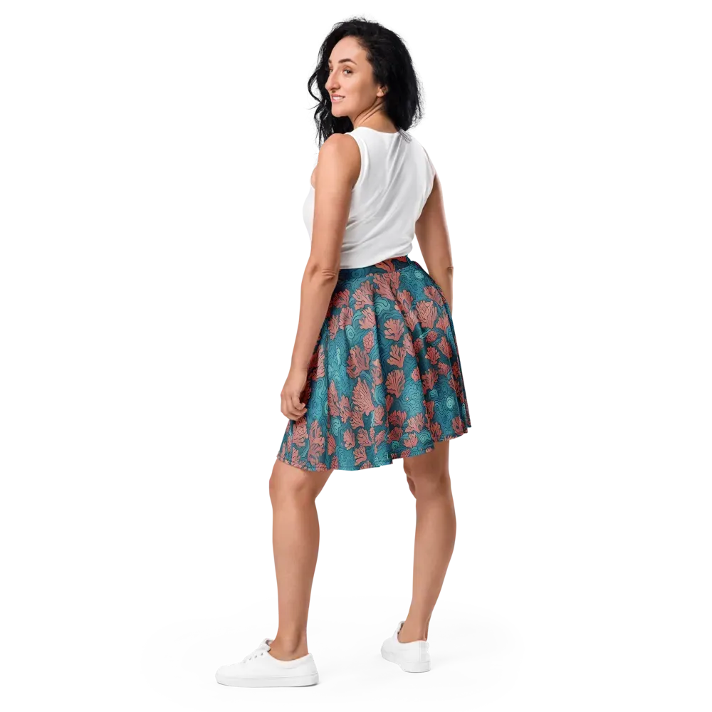 Pink Reef on Skater Skirt — Back