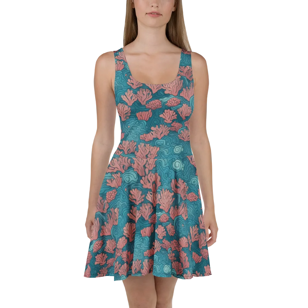 Pink Reef on Skater Dress — Front