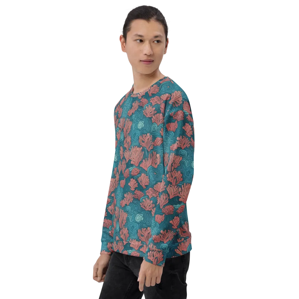 Pink Reef on Sweatshirt — Left Front