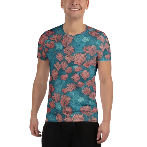 Pink Reef on a Men's Athletic T-Shirt