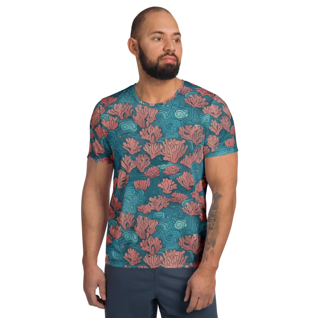 Pink Reef on Men's Athletic T-Shirt — Front