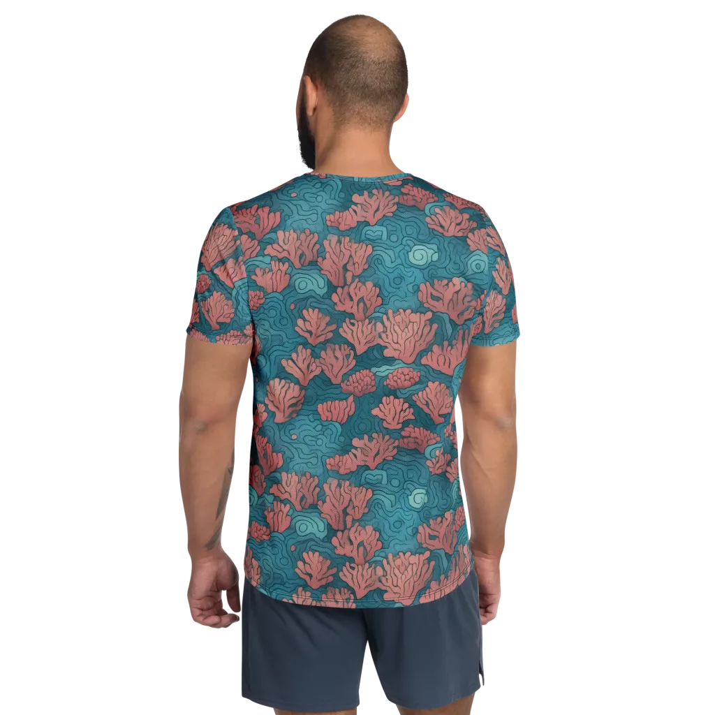 Pink Reef on Men's Athletic T-Shirt — Back