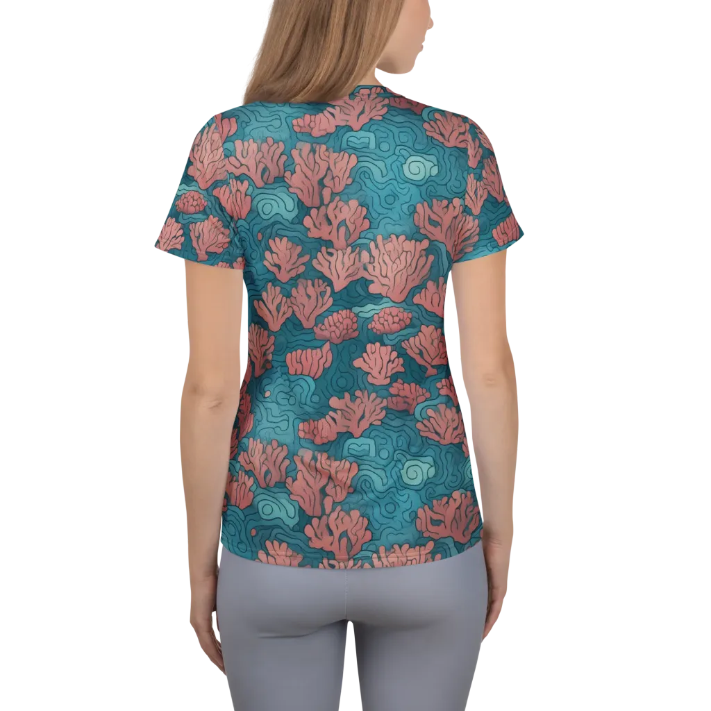 Pink Reef on Women's Athletic T-Shirt — Back