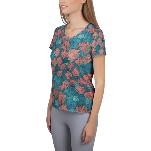 Pink Reef on a Women's Athletic T-Shirt