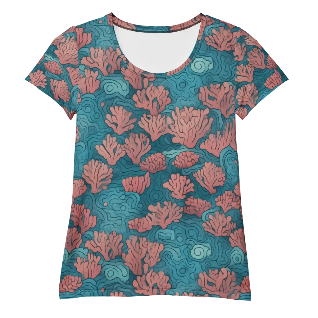 Pink Reef on Women's Athletic T-Shirt — Front