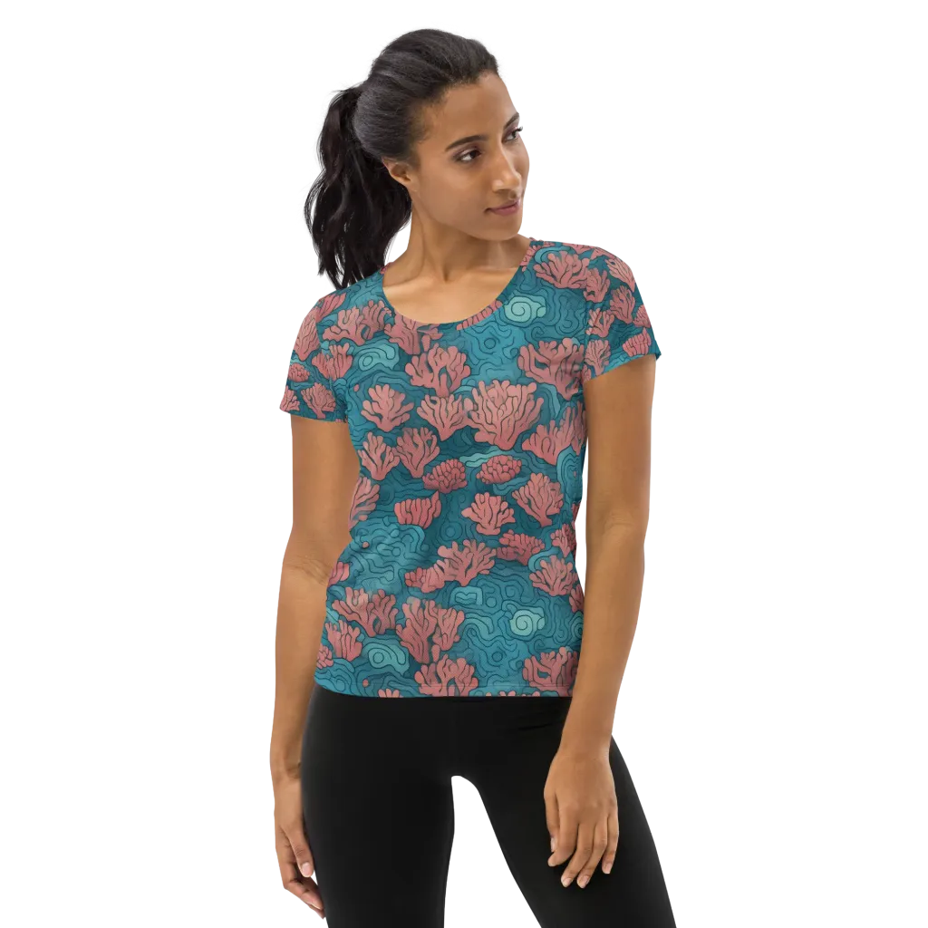 Pink Reef on Women's Athletic T-Shirt — Front