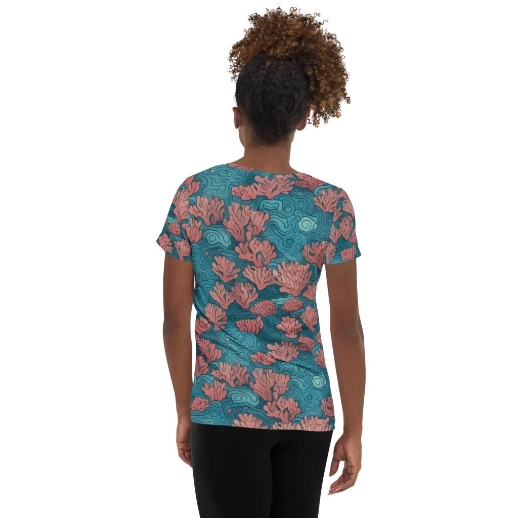 Pink Reef on Women's Athletic T-Shirt — Back