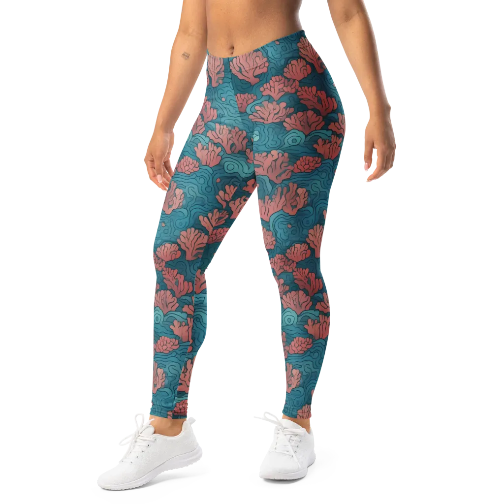 Pink Reef on Leggings — Left Front