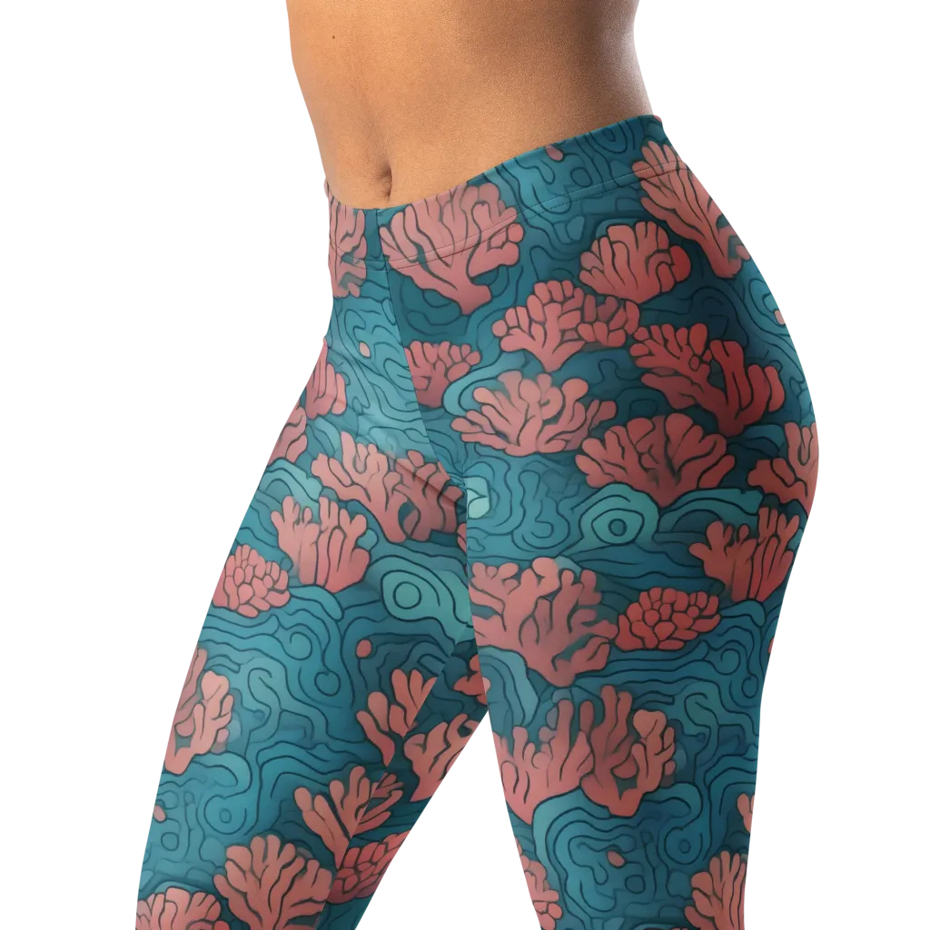 Pink Reef on Leggings — Left Front