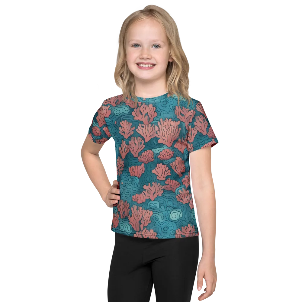 Pink Reef on Kids Crew Neck T-Shirt — Front