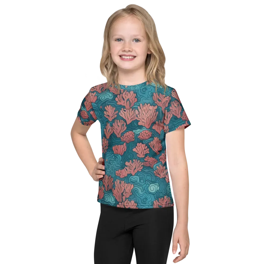 Pink Reef on Kids Crew Neck T-Shirt — Front