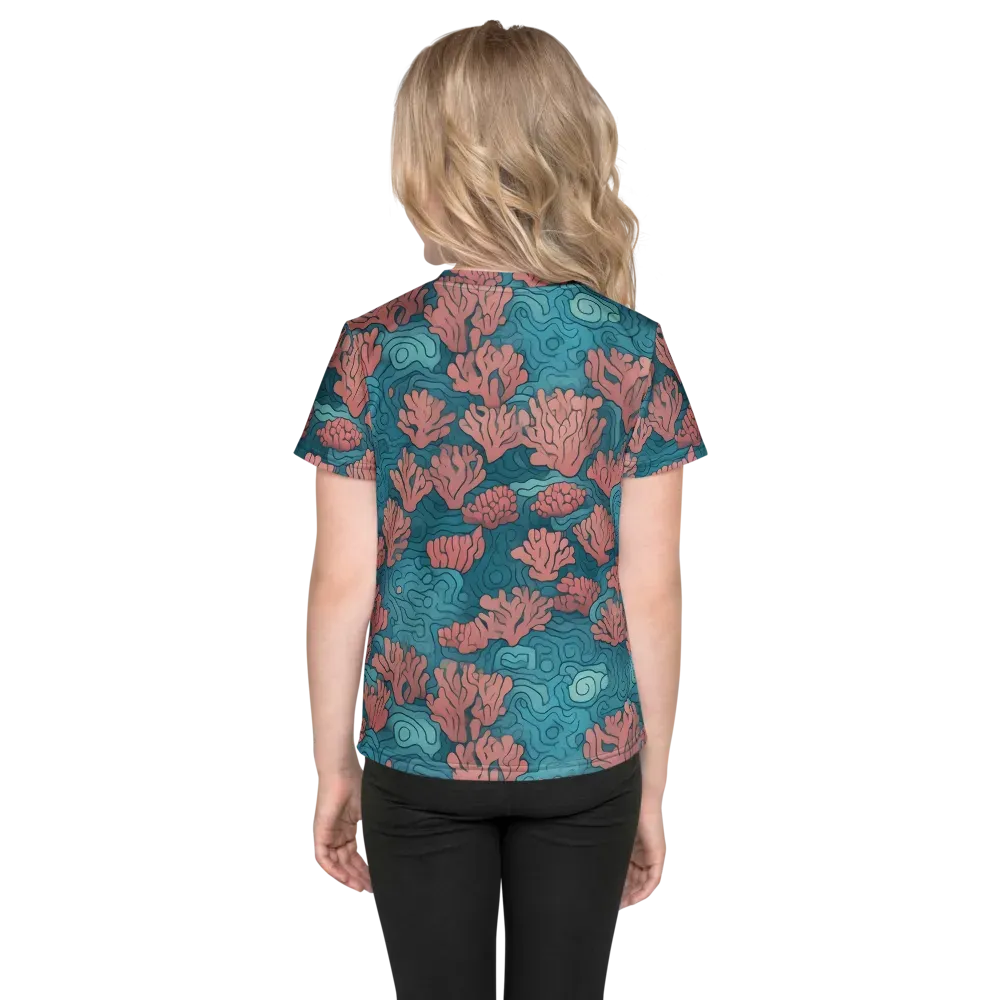 Pink Reef on Kids Crew Neck T-Shirt — Back