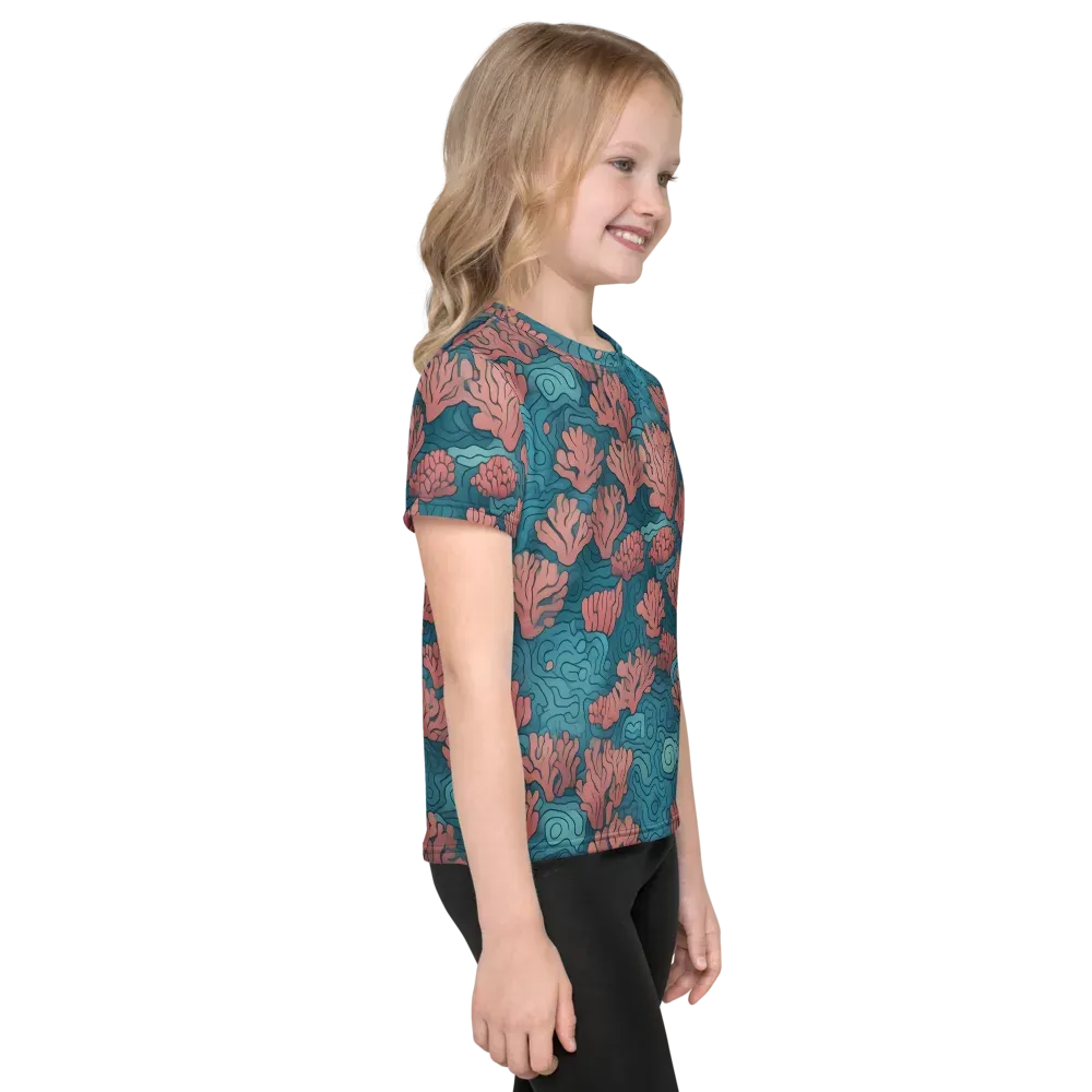 Pink Reef on Kids Crew Neck T-Shirt — Right
