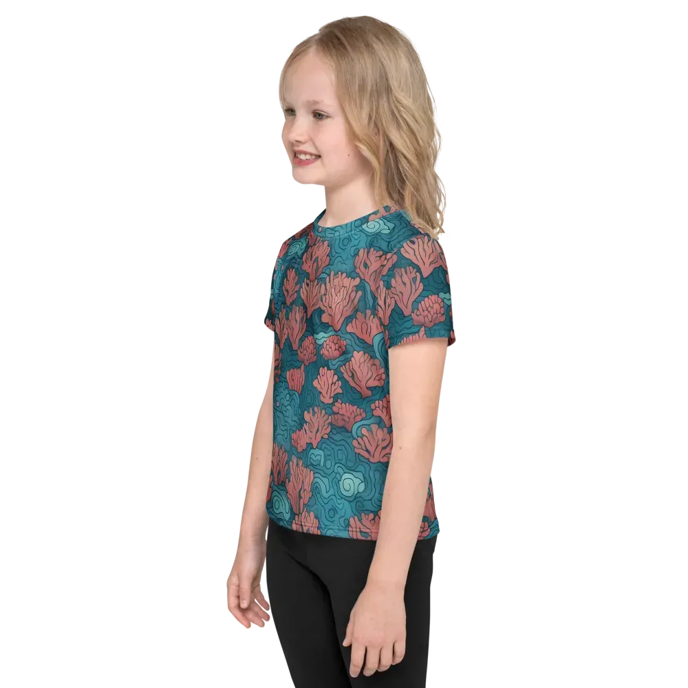 Pink Reef on Kids Crew Neck T-Shirt — Left