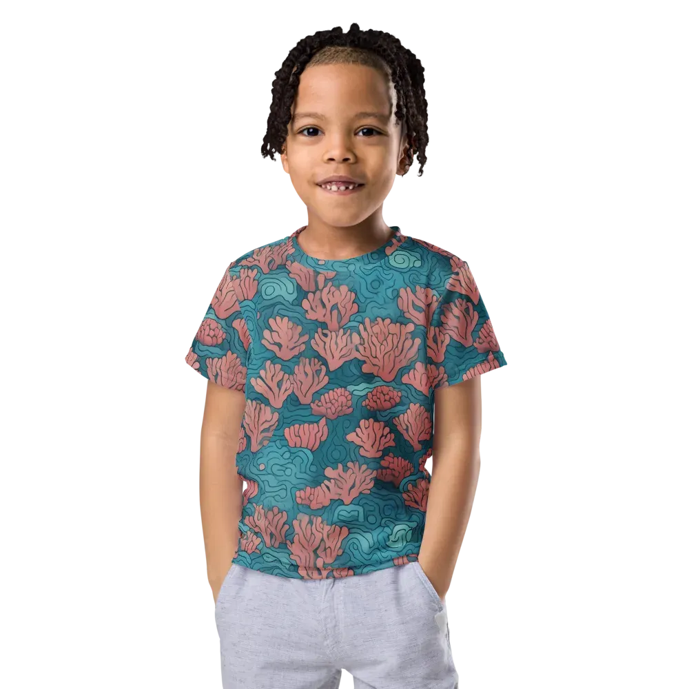 Pink Reef on Kids Crew Neck T-Shirt — Front
