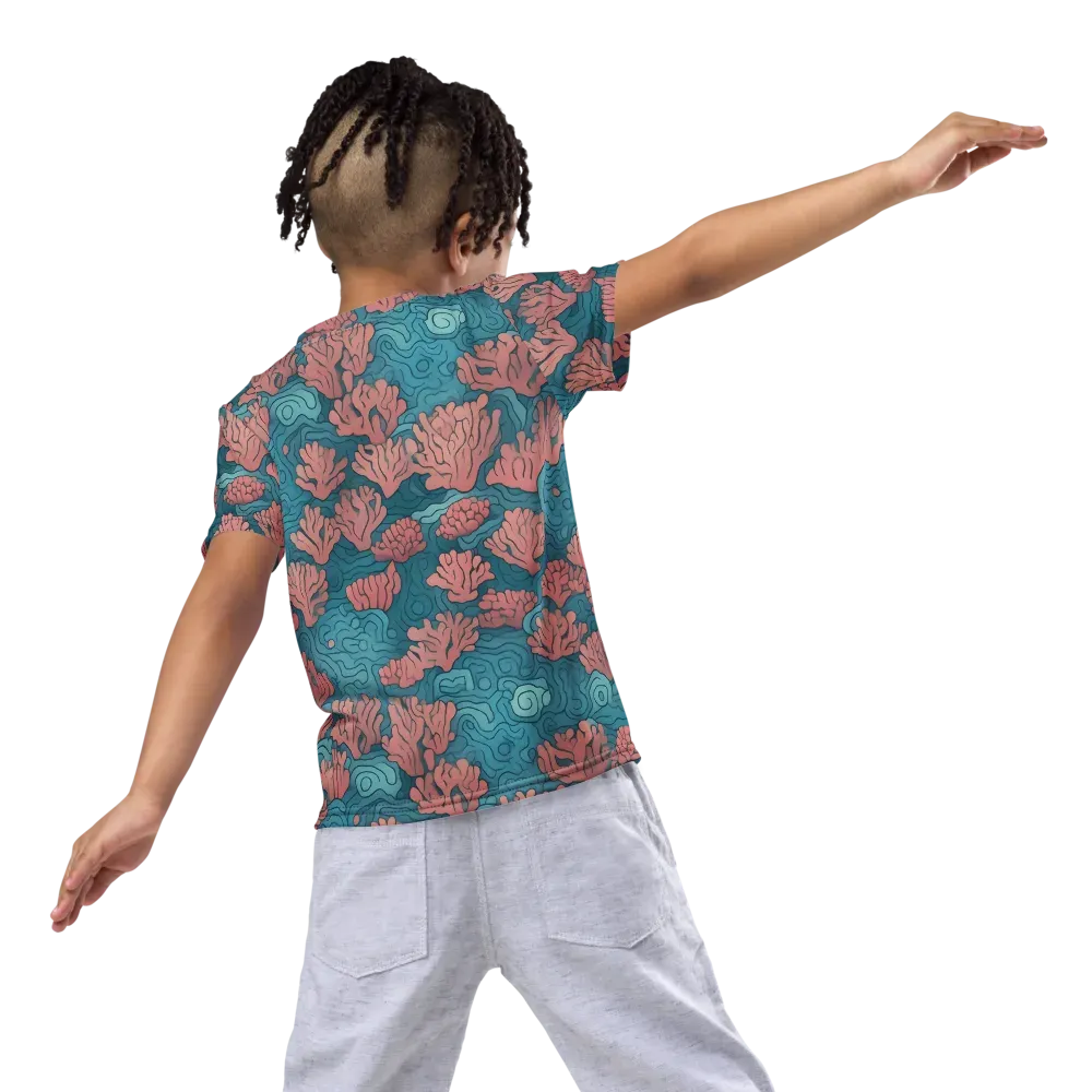 Pink Reef on Kids Crew Neck T-Shirt — Back