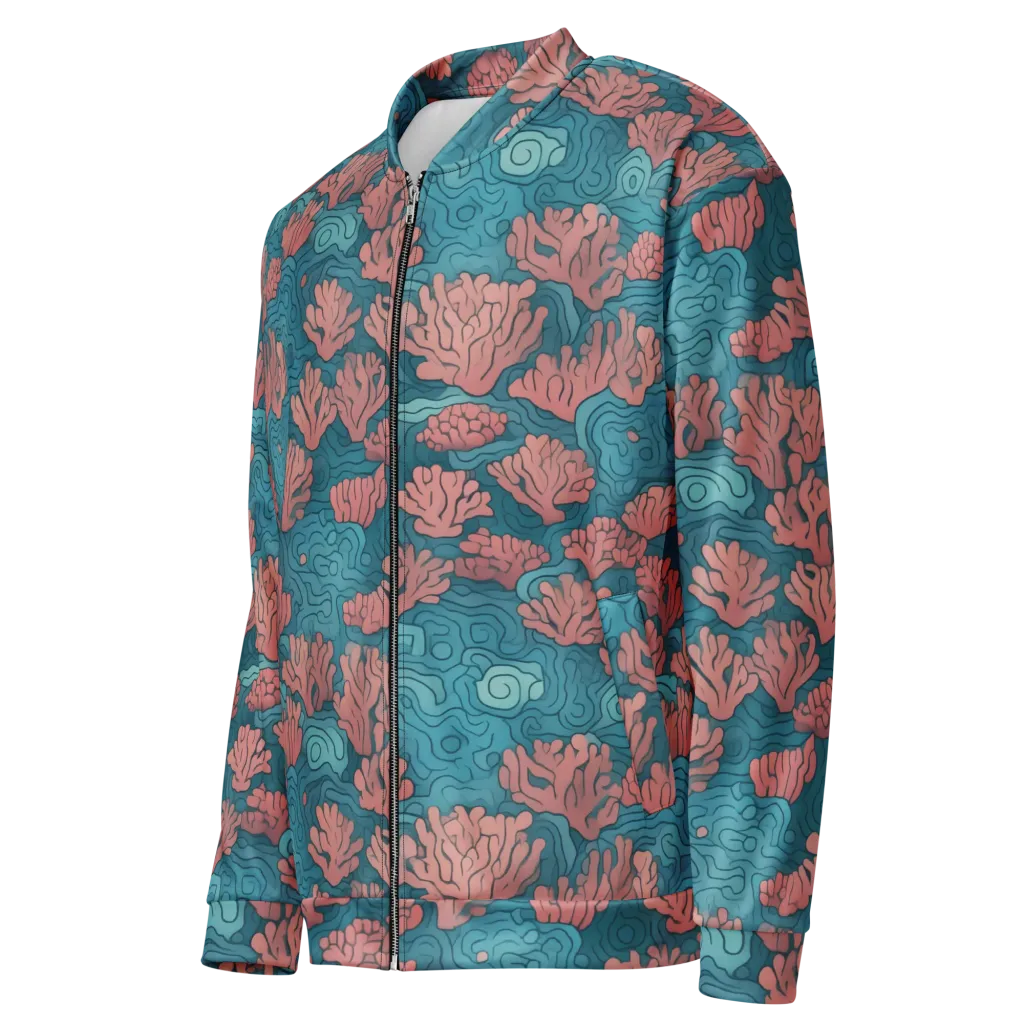 Pink Reef on Bomber Jacket — Left Front