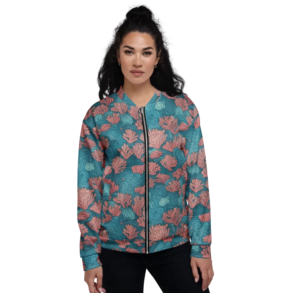 Pink Reef on Bomber Jacket — Front