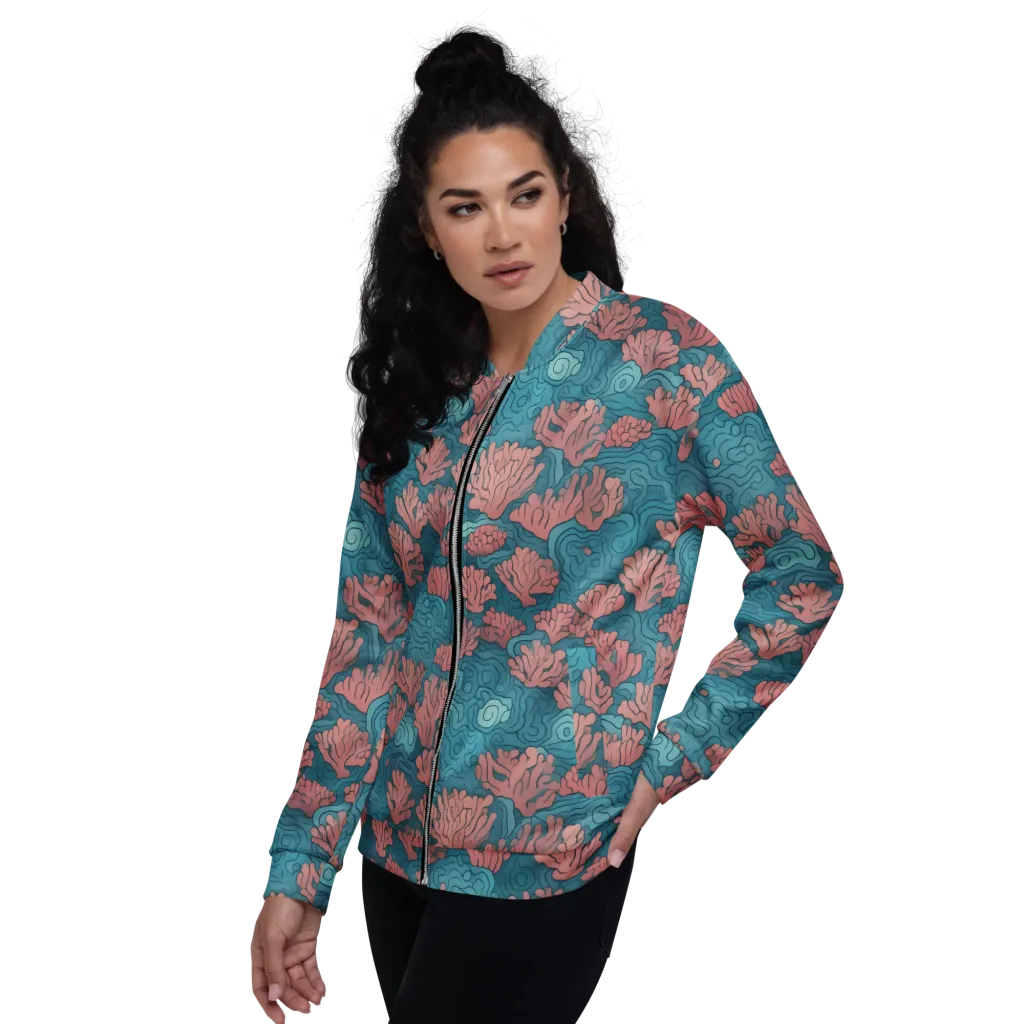 Pink Reef on Bomber Jacket — Left