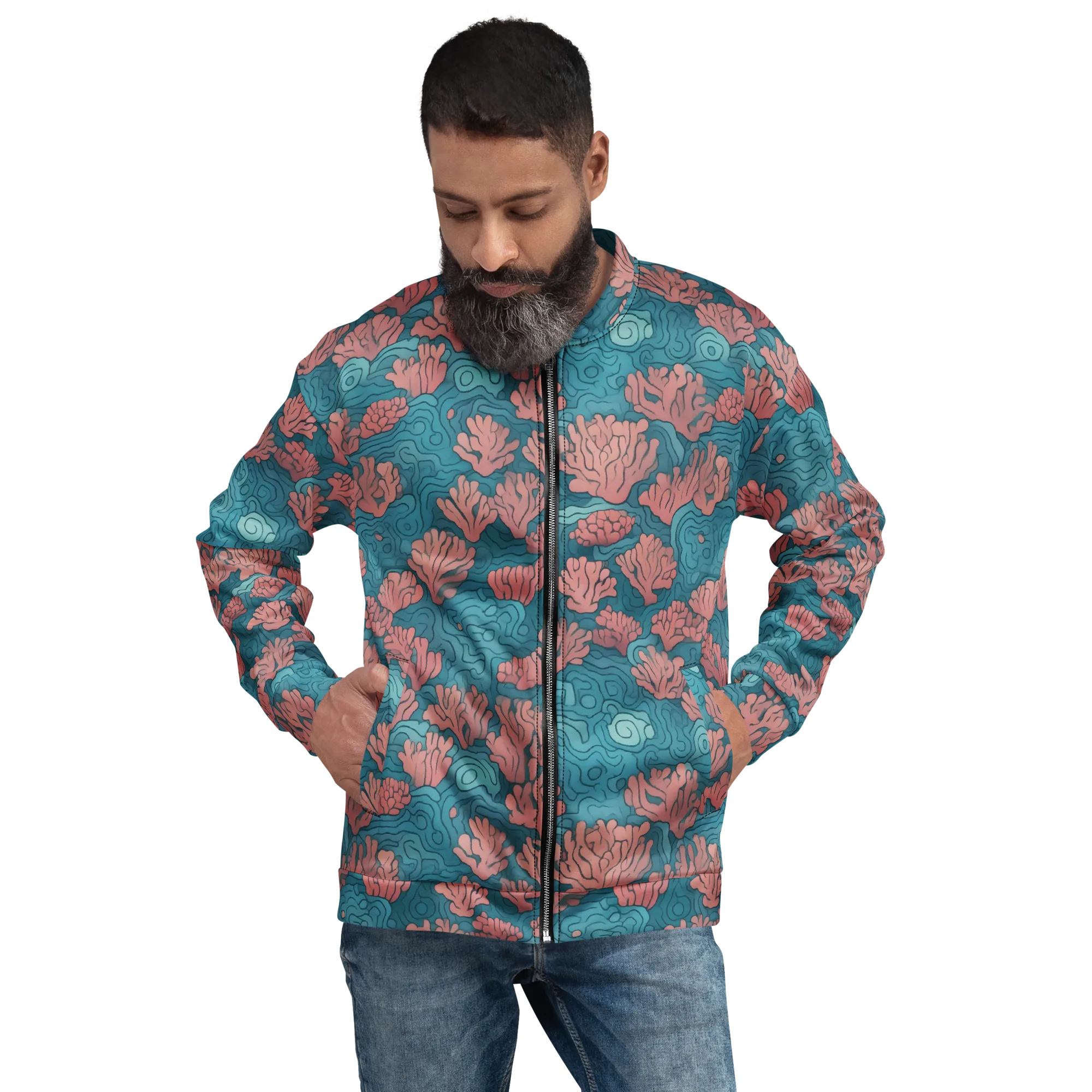 Pink Reef on Bomber Jacket — Front