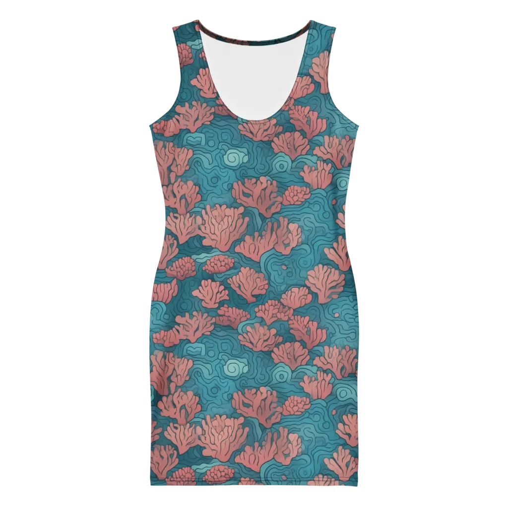 Pink Reef on Bodycon Dress — Front