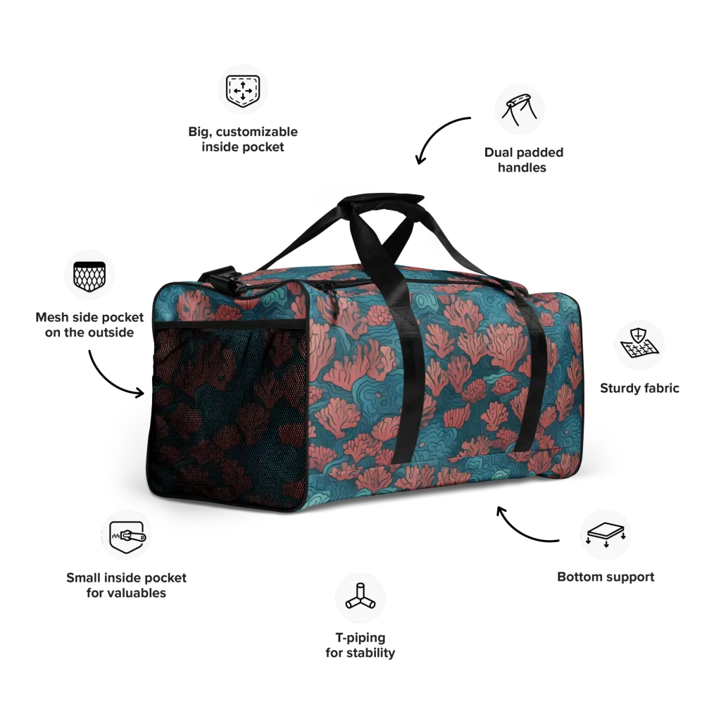 Pink Reef on Duffle Bag — Right Front