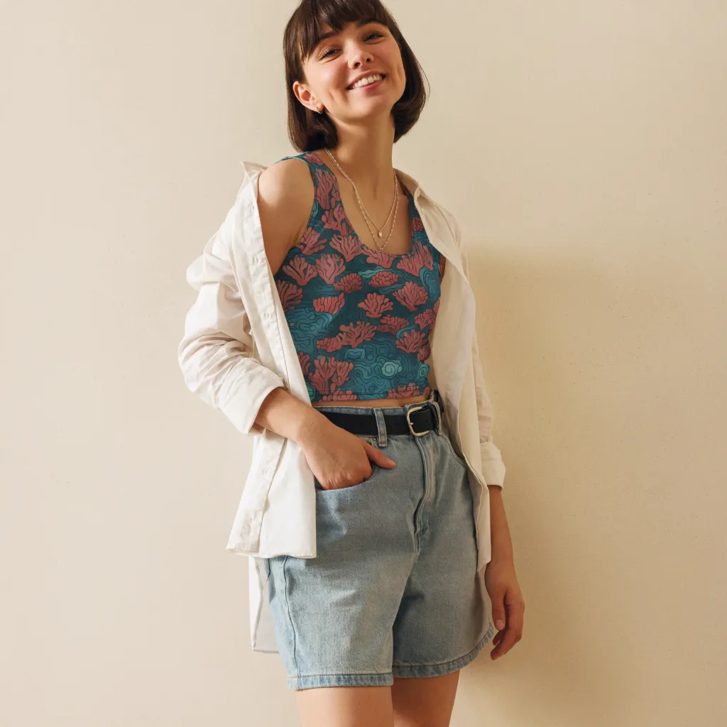 Pink Reef on Crop Top — Front