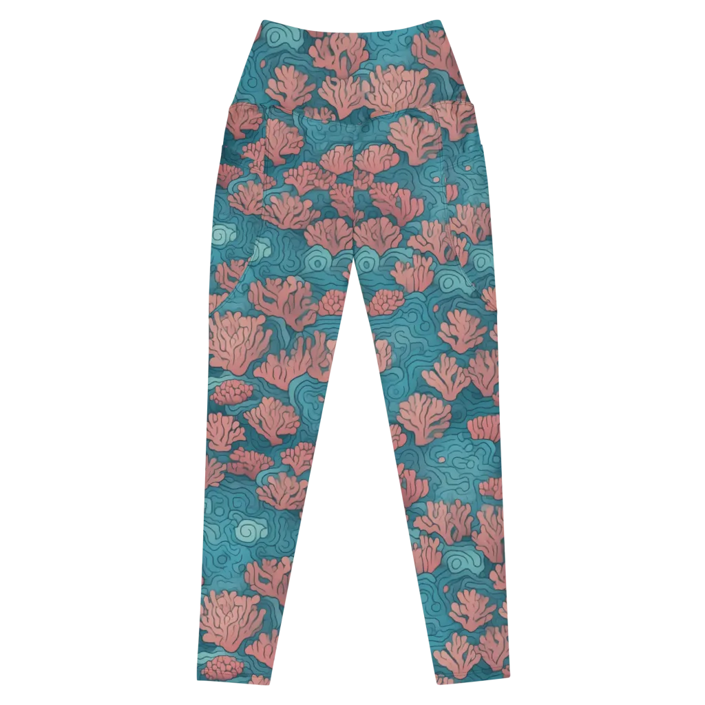 Pink Reef on Leggings with Pockets — Front