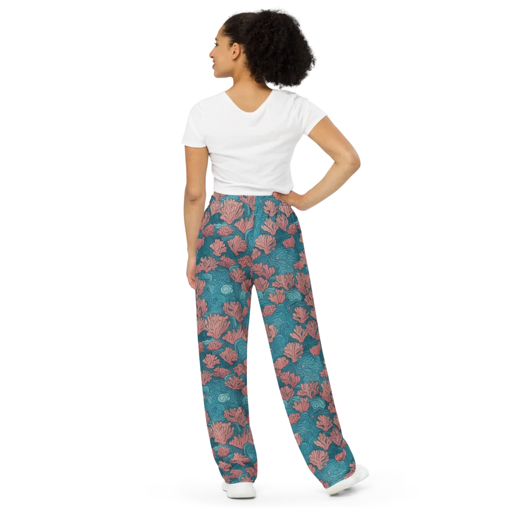 Pink Reef on Wide-Leg Pants — Back