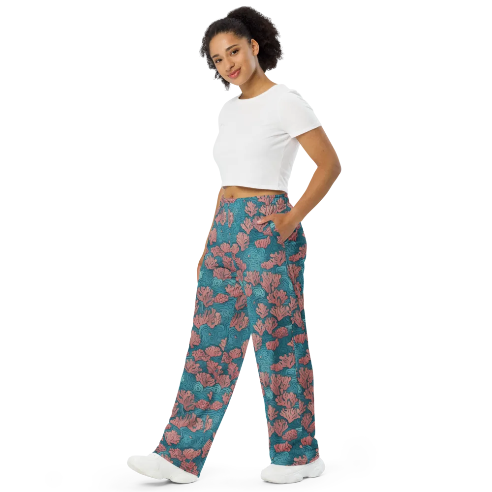 Pink Reef on Wide-Leg Pants — Left Front