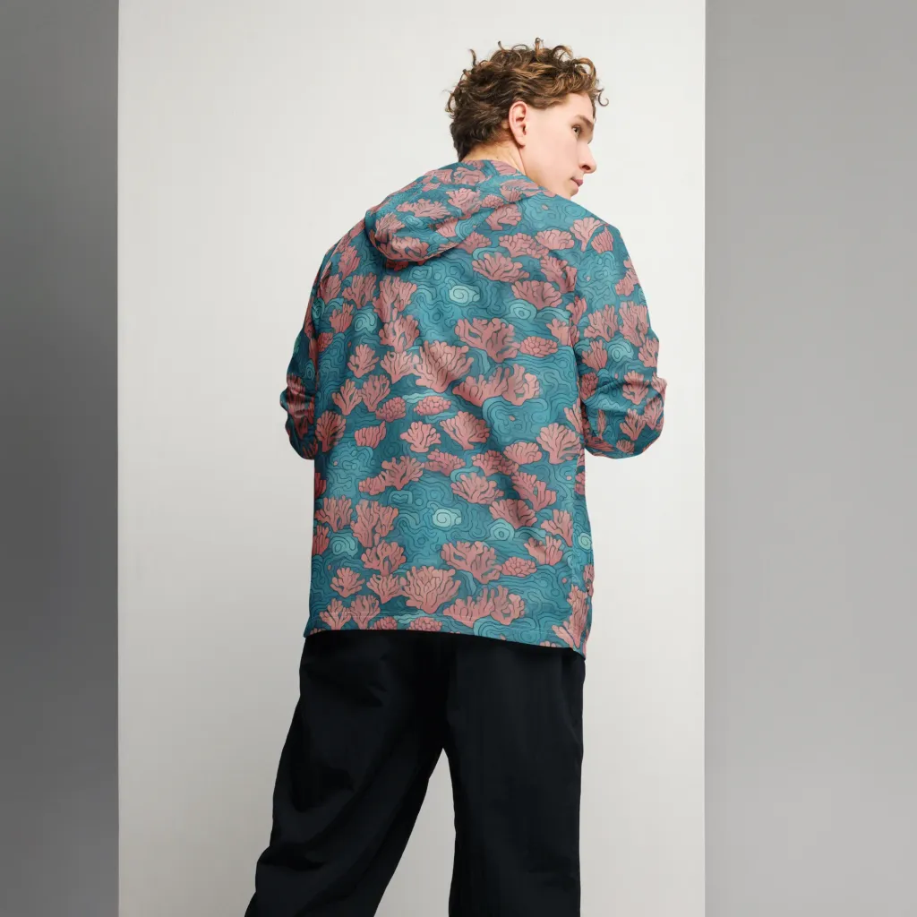 Pink Reef on Men's Windbreaker — Back