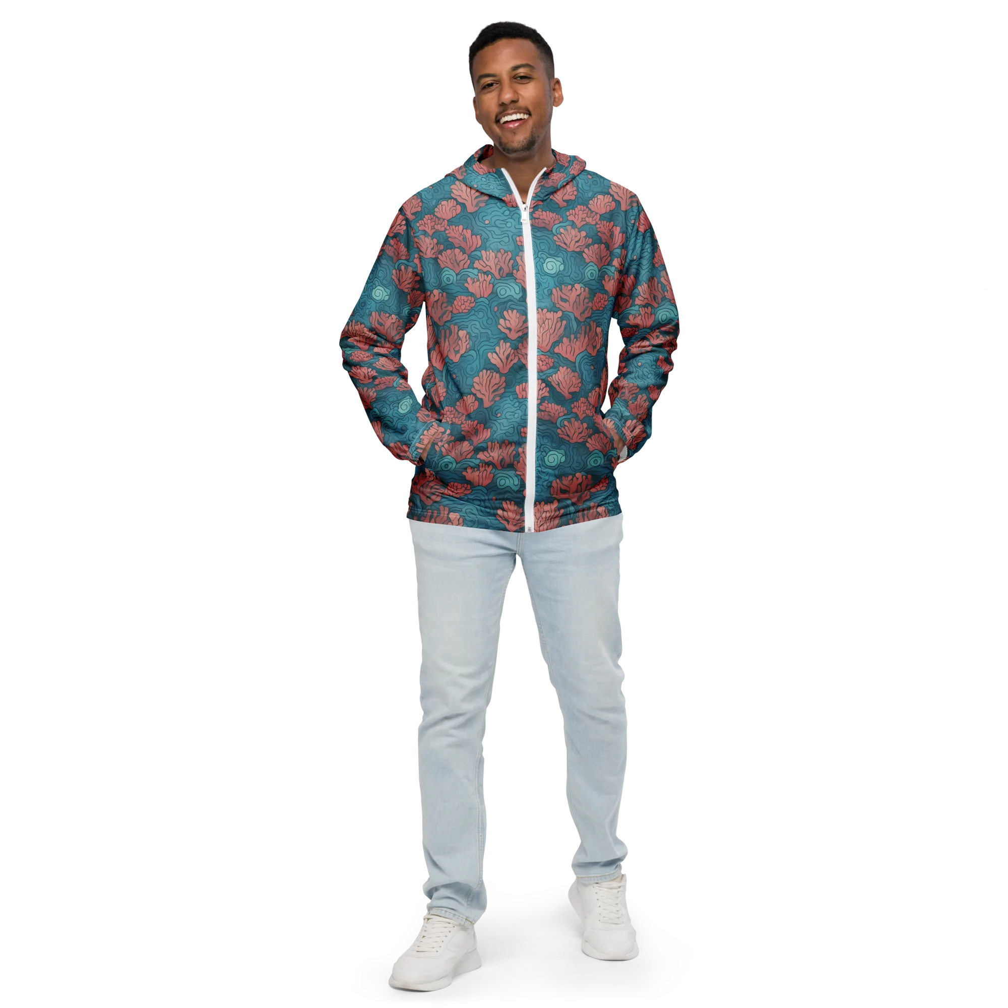 Pink Reef on Men's Windbreaker — Front