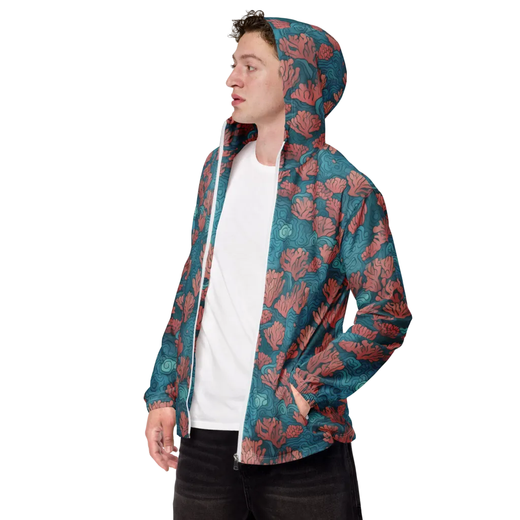 Pink Reef on Men's Windbreaker — Left Front