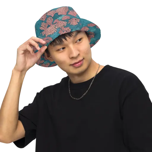 Pink Reef on a Reversible Bucket Hat
