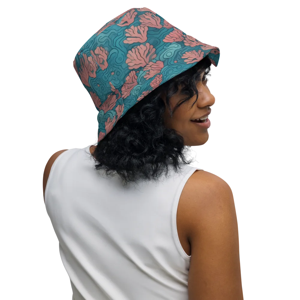 Pink Reef on Reversible Bucket Hat — Right Outside
