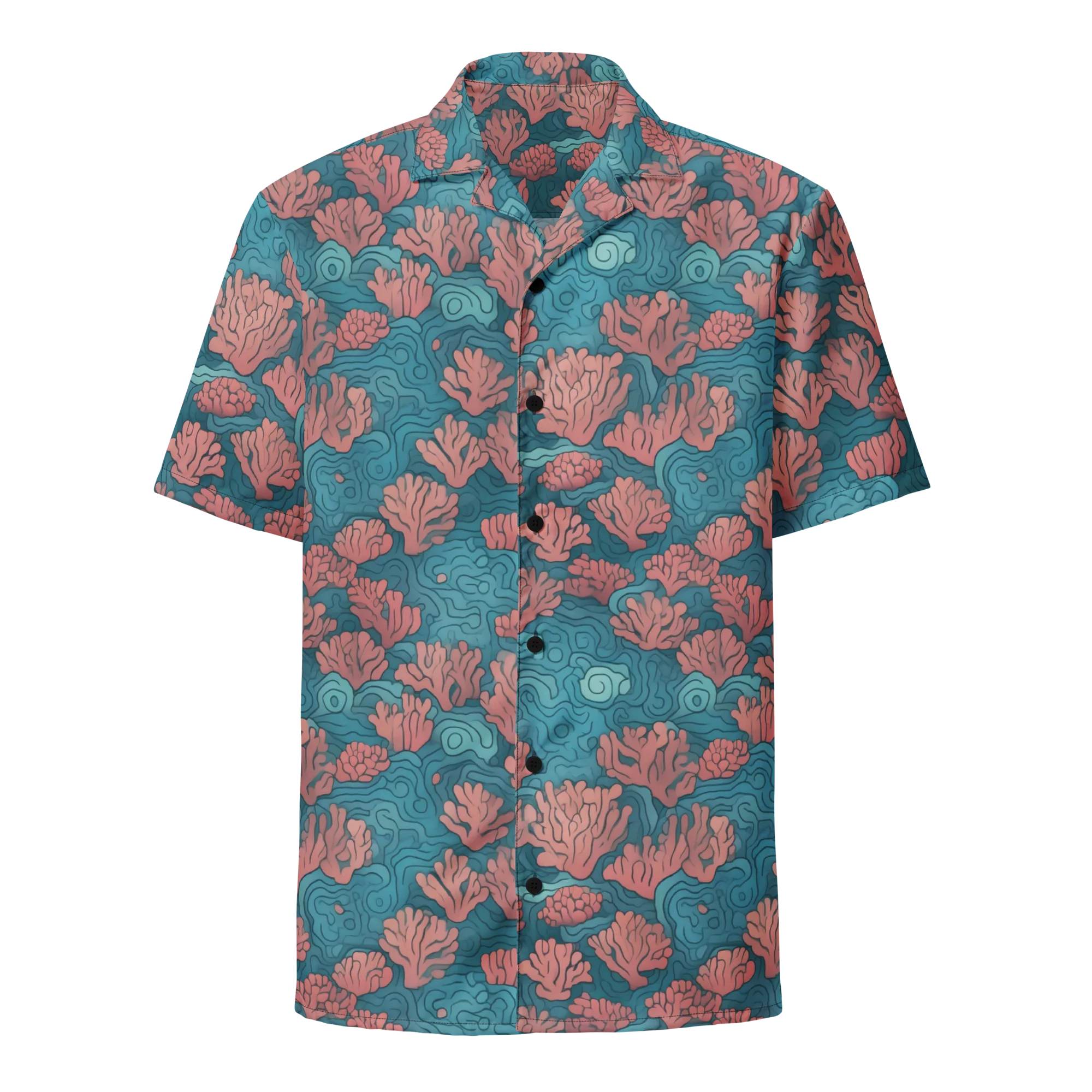 Pink Reef on Button Shirt — Front