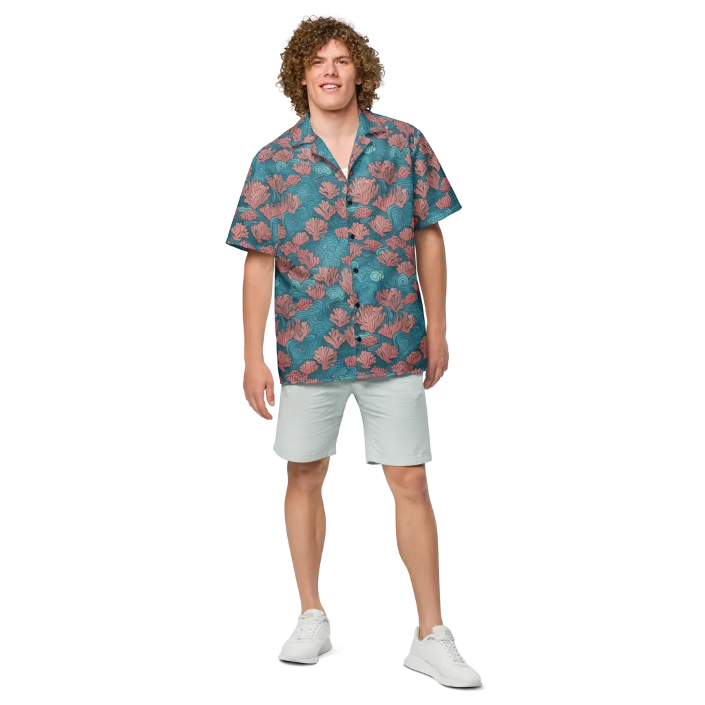 Pink Reef on Button Shirt — Front