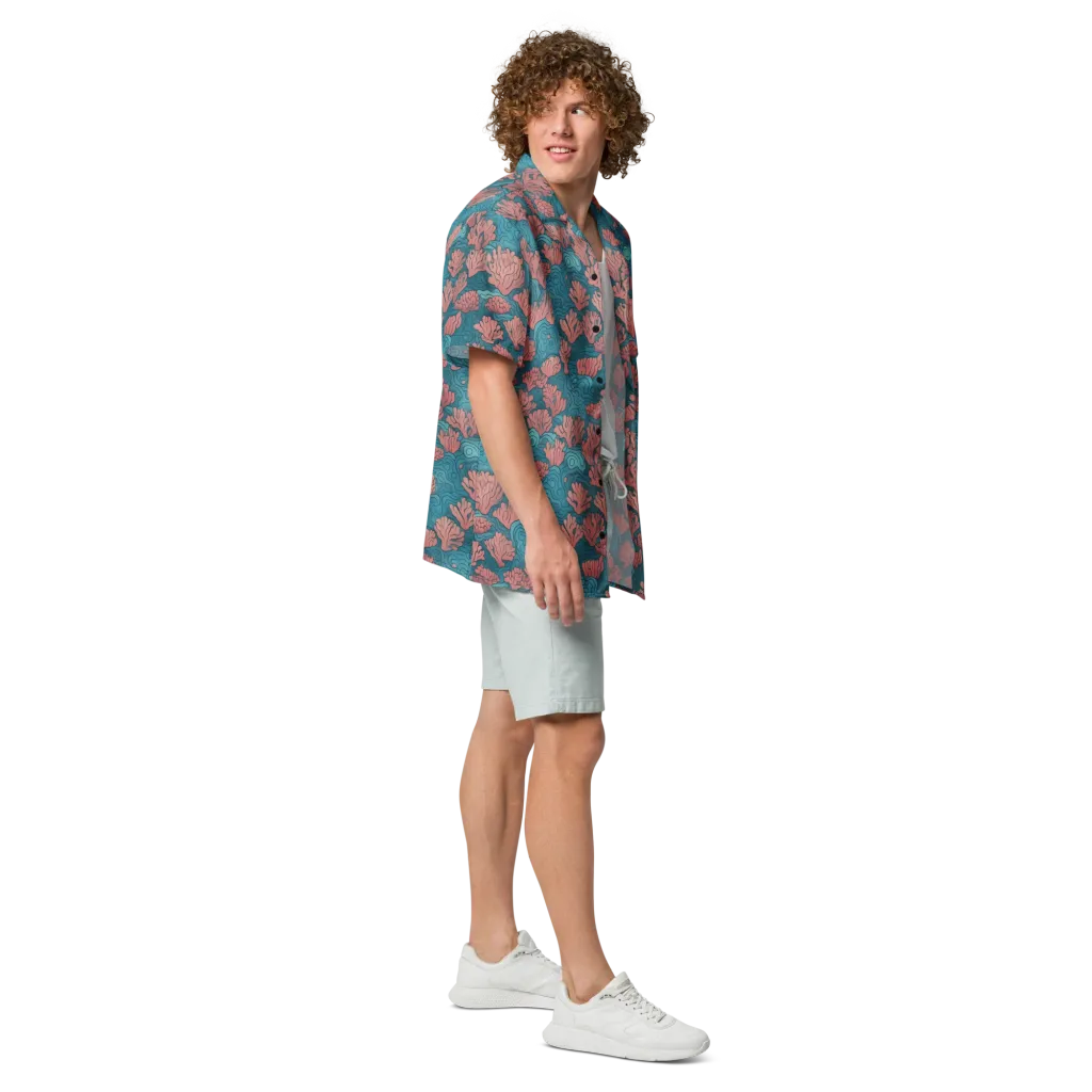 Pink Reef on Button Shirt — Right
